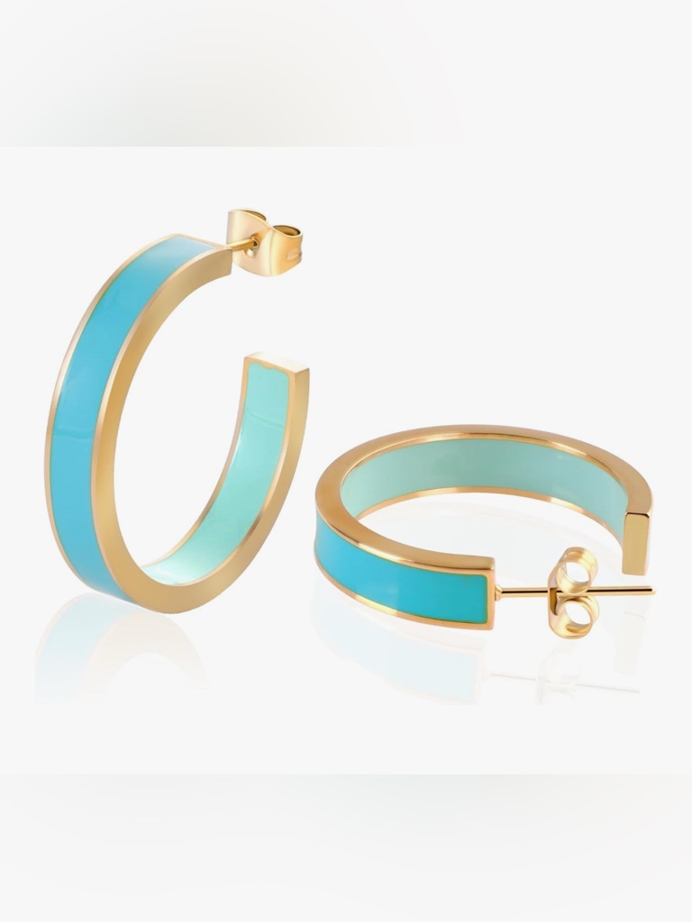 Gorgeous Neiman Marcus 18kt Gold Vermeil Turquoise Enamel Earrings